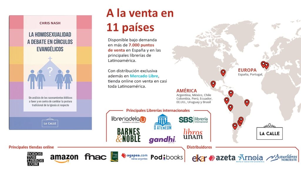 Mapa de los 11 países, y principales tiendas on-line, donde el libro estará a la venta.