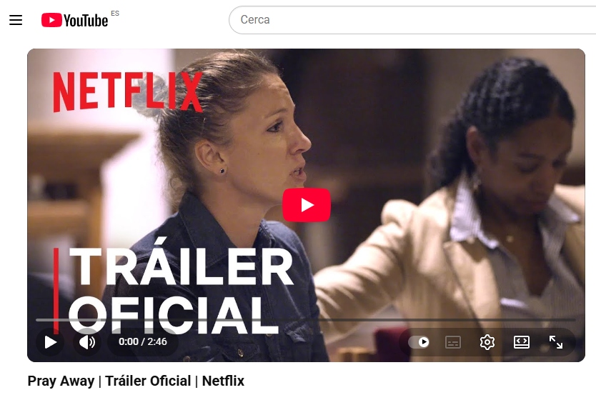 Pantalla de YouTube que dona accés al tràiler oficial de Pray Away.