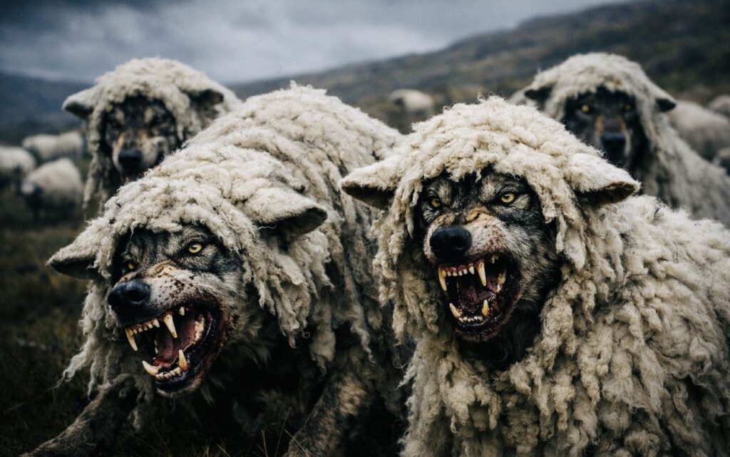 Lobos feroces disfrazados como ovejas.